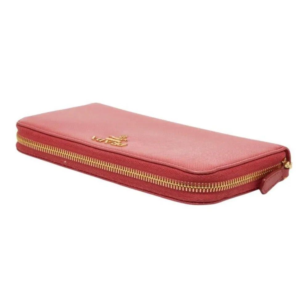 Prada Saffiano Round Zip Long Wallet